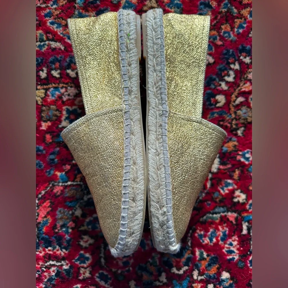 NWT‎ JCREW Made-in-Spain espadrille flats in metallic canvas sz 10.5
